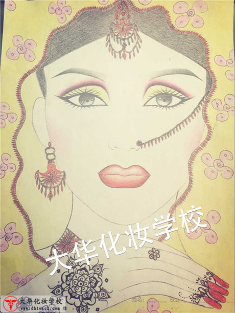 手绘印度美人图