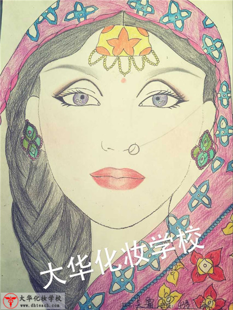 手绘印度美人图