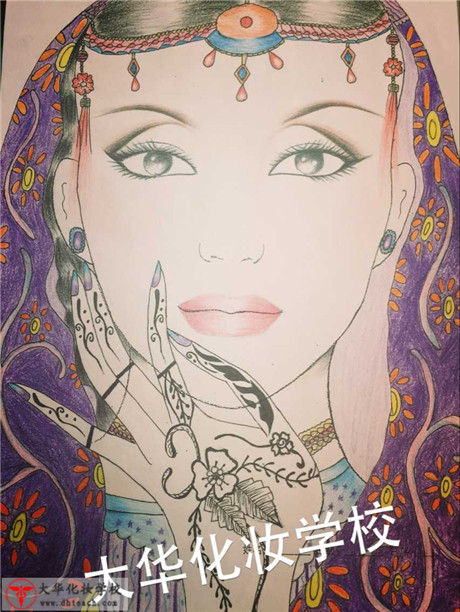 手绘印度美人图