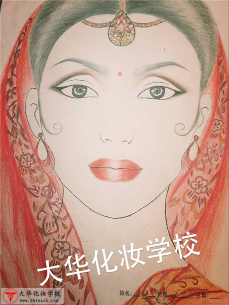 手绘印度美人图