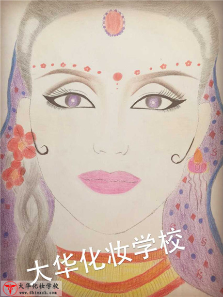 手绘印度美人图
