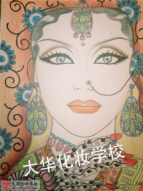 手绘印度美人图