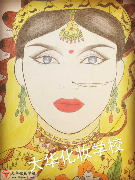 手绘印度美人图